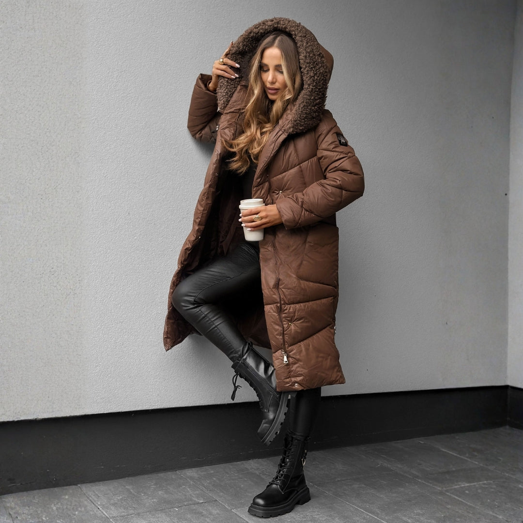 Eva | Quilted Coat with Hood for Winter Elegance