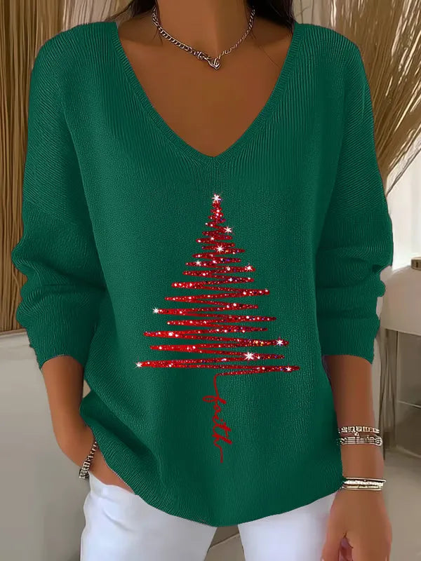 Natalia Christmas | Christmas Sweater with Glitter Tree