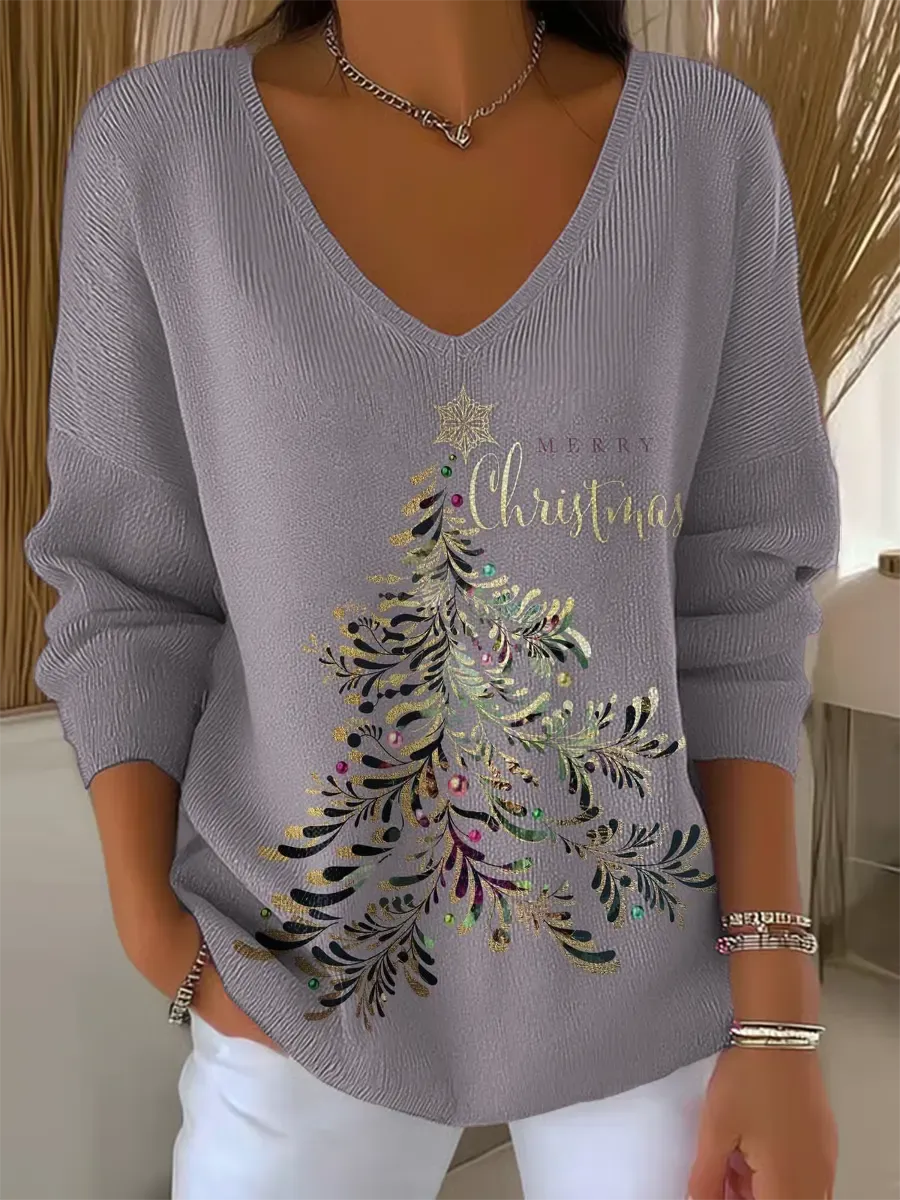 Natalia Christmas | Christmas Sweater with Glitter Tree
