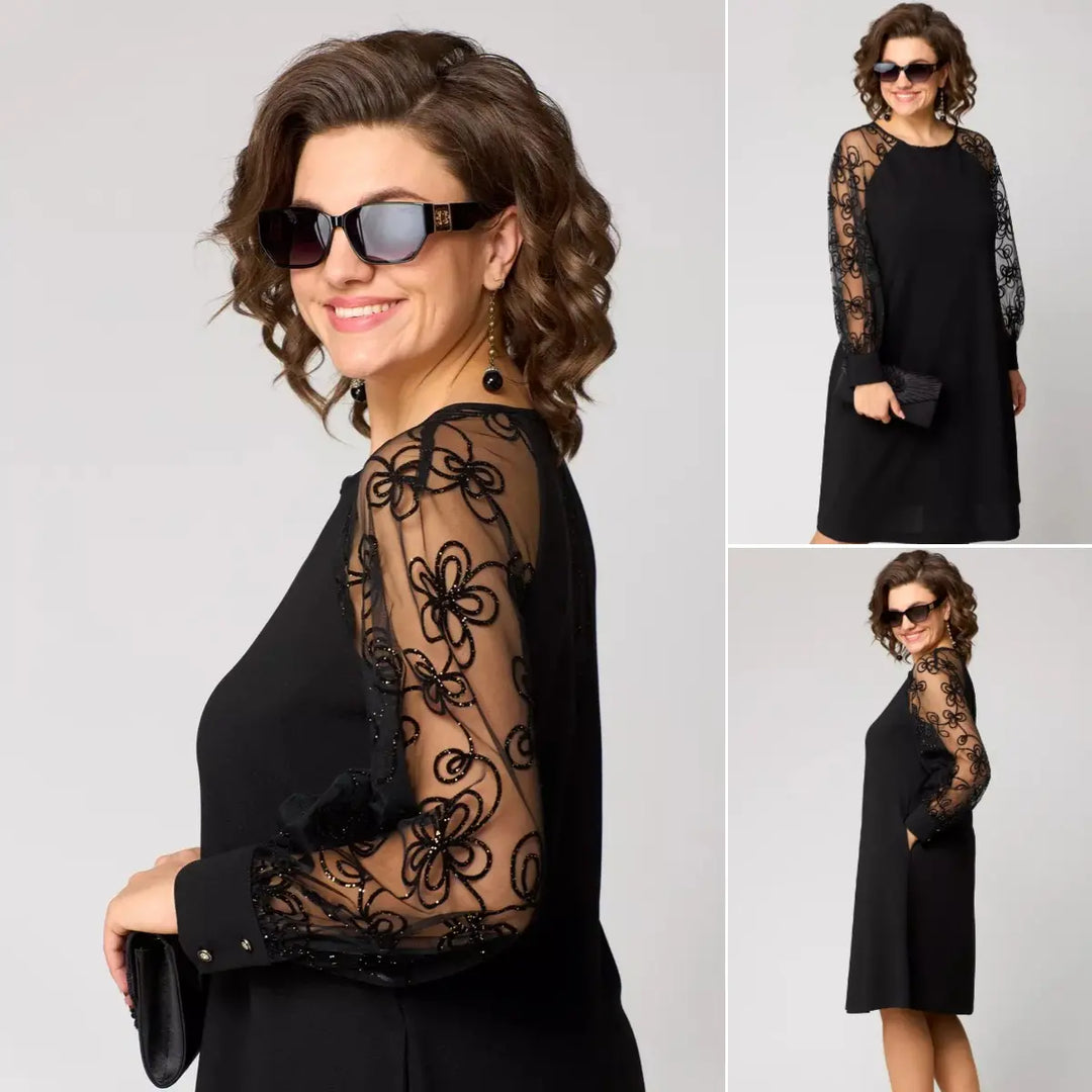Lidia | Classic Dress with Lace Sleeves