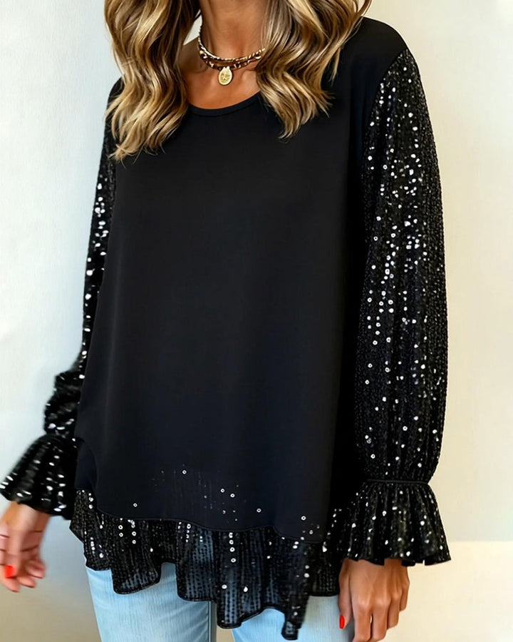 Jackie | Balloon Sleeve Top with Round Neck